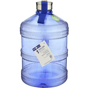 New Wave Enviro Iconic 1 Gallon Round BPA Free Water Bottle with Stainless Steel Cap and Integrated Handle, Ideal for Gym and Outdoor Life, Blue (128 Ounces), Set Of 2