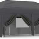 HarmonyHealth 10x20 Pop Up Canopy Tent Outdoor Canopy with 6 Removable Sidewalls One-Person Set Up Heavy Duty Commercial Instant Tent Shelter-Gray