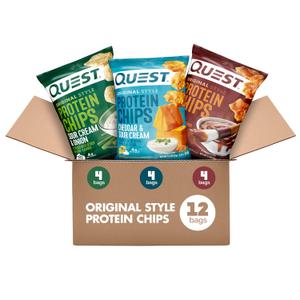 Quest Nutrition Protein Chips Variety Pack, BBQ, Cheddar & Sour Cream, Sour Cream & Onion, High Protein, Low Carb, 1.1 oz (Pack of 12), Best By 05/16/2026