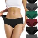 TIICHOO Underwear Women Pack Soft Cotton Mid/Low Rise Women's Panties 6 Pack, M