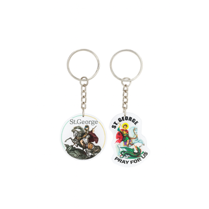 (2 PCS) St. George Keychain - Patron Saint of Courage and Protection. Crafted From Durable, Transparent Acrylic to Inspire Strength, Bravery and Unwavering Faith in Every Battle 2 Inches