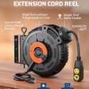 DEWENWILS Retractable Extension Cord Reel, 40FT 10AWG/3C SJTW Heavy Duty Power Cord, 4 Grounded Outlets, 20 Amp Circuit Breaker, 2500W, 180 Swivel Bracket for Ceiling/Wall Mount, ETL Listed