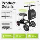 BlessReach Deluxe Medical Scooter Double Handbrake, All Terrain Steerable Knee Scooter Crutch Alternative, for Adults Injured Ankle & Foot Recovery in Blacks