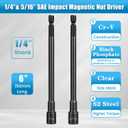 6pcs SAE 1/4 and 5/16 Magnetic Nut Driver Set, 6 inch Long Nut Setter Set, Impact Power Hex Nut Driver Drill Bit, Magnetic Socket Impact Drill Bit Tool