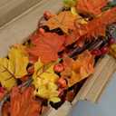Jutom 13.2 ft Thanksgiving Fall Leaf Garland for Mantle with Light Maple Leaves Autumn Fall Decorations for Home with 50 LED Artificial Sunflower Berry Vine for Table Centerpiece Harvest
