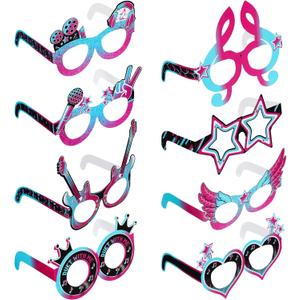 Capoda 24 Pieces Music Party Decorations Funny Mask Paper Eyeglasses Fancy Costume Glasses Photo Booth Props Music Birthday Decorations Supplies for Boy Girl Kids Party Favors Gift Bag Filler