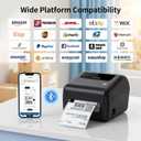 Bluetooth Thermal Shipping Label Printer with Built-in Label Bin, Wireless 4x6 Label Printer for iPhone, Android, Windows & Mac, Includes 50 Labels, Works with USPS, UPS, Amazon, Etsy, Shopify, Black
