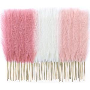 Faylifeway 50pcs Pampas Grass 17in, Blush Pink Pampas Grass Decor, Artificial Fluffy Pink Decor Flowers for Home Room Birthday Bathroom Party Wall (Blush & Cream & Pink)
