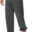 Men's 36" Cotton Yoga Sweatpants - Athletic Casual Lounge Open Bottom Straight Leg Loose Pants Zipper Pockets (Large, Dark Grey)