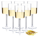 Ciaell 12 Pack Clear Plastic Wine Glasses - 10 Oz Disposable Wine Glasses with Stem for Parties & Weddings & Poolside & Outdoors & Camping