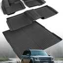 All-Weather Floor Mats Custom Fit for Ford Flex 2009-2019 (Not Fit with Optional 2nd Row Console), Heavy Duty TPE Trunk Mats Cargo Liner & Front Rear Row Protection for Automotive Car Accessories