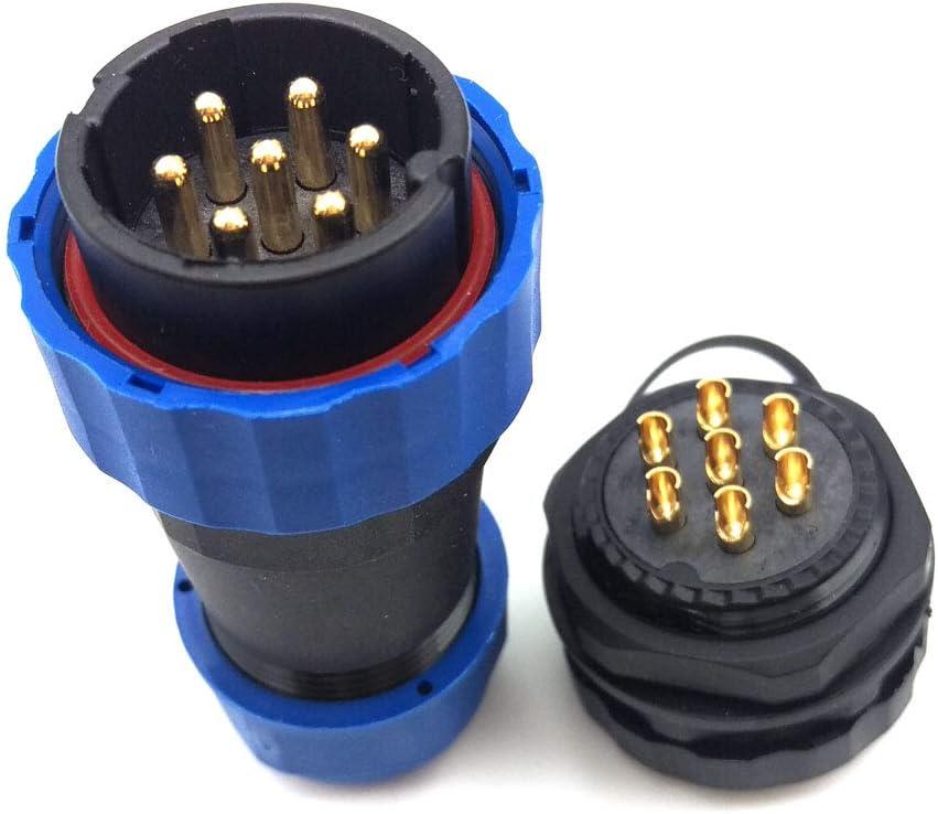 SD28 28MM 25A 250V 7Pin Panel Mount Waterproof Connector IP68, Aviation Plug Socket,Power Cable Connector (7-Pin, Panel Mount-Plug(Male)&Socket(Female))