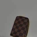 Ladies change card bag, zip storage bank card bag, small portable 11 large capacity storage bag, put banknote change credit card bag (Brown checkered pattern)