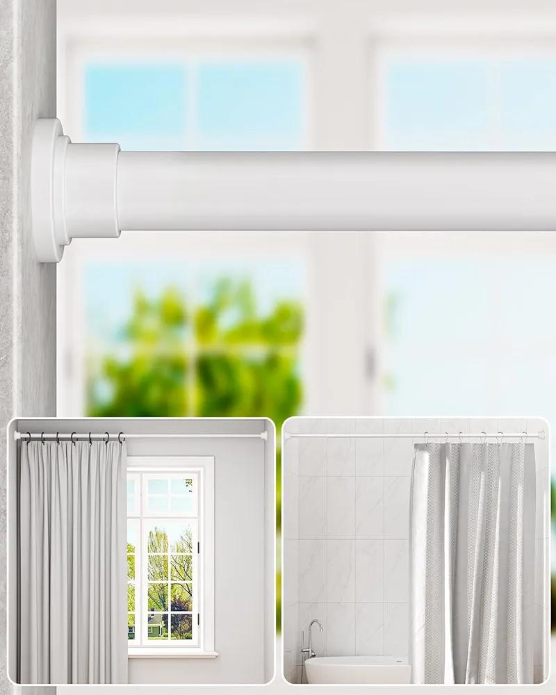 ALLZONE Shower Curtain Rod Tension No Drill, 42-83 Inches, Heavy Duty Tension Curtain Rod, Rustproof Shower Rods for Bathroom, Adjustable Spring Tension Rods for Windows, White