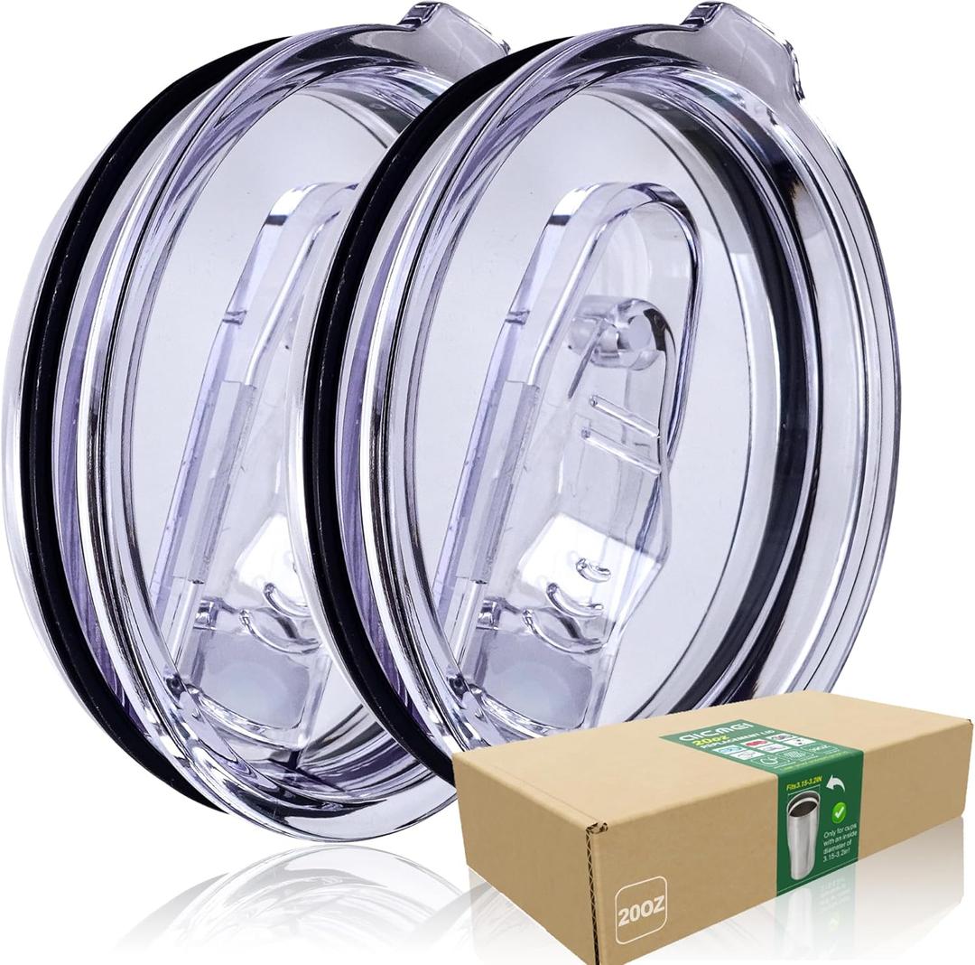 10/ 20 OZ - 4 Replacement Lids for Tumblers-Spill Proof Lids for 3.2 Inch Diameter, AICMEI Tumbler Lids 20 oz Replacement Lid（Transparent）
