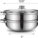 Steamer Pot for Cooking 11 inch Steamer Pot, 2-tier Multipurpose 18/8 Stainless Steel Steam Pot Cookware with Lid for Vegetable, Dumpling, Stock, Sauce, Food