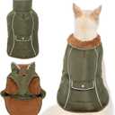 Dog Winter Coat with Leash Hole, Windproof Jacket for Cold Weather, Large
