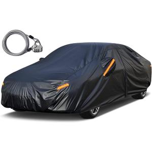 Kayme Sedan Car Cover Waterproof All Weather with Lock and Zipper, Sun Uv Rain Protection Outdoor, Universal Fit Versa/350Z, Audi A3 (Up to 175 Inch) H1/Black
