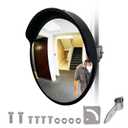 Convex Mirror - 12" Safety Mirrors for Garage, Warehouse, Pole-Mount Large Security Mirror for Driveway with Flexible PC Lens (12 Inch, Black)