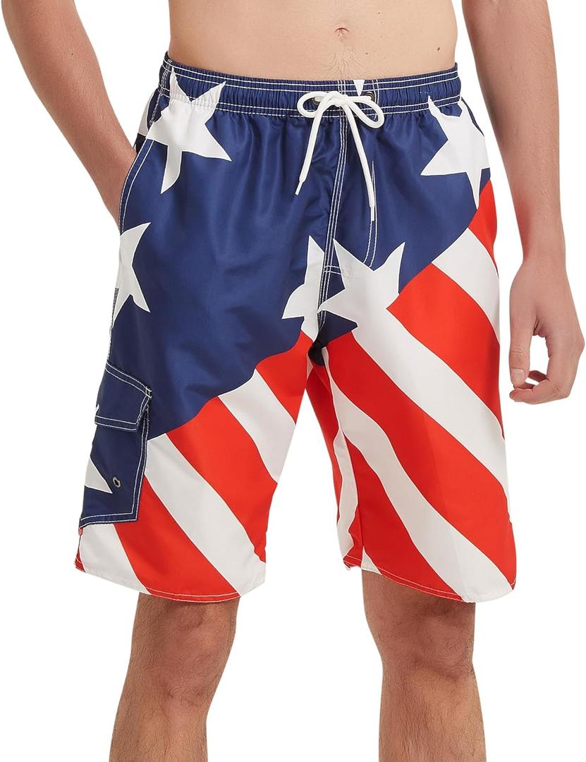 Mens Swim Trunks Swim Shorts Swimwear Swimsuit Beach Shorts Bathing Suits Quick Dry Waterproof (Blue, S)