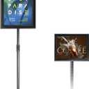 Adjustable Poster Sign Stand Holder Heavy Duty Snap Open Aluminum Pedestal Floor Standing Sign Holder Vertical and Horizontal View Sign Displayed,Advertising Display Stand (Black, 8.5x11inches)