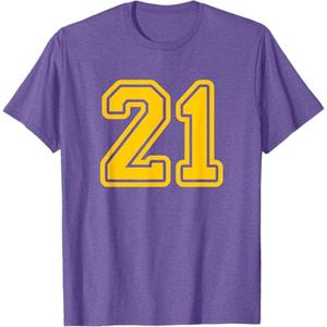 Number #21 Yellow Sport Number 21 T-Shirt M