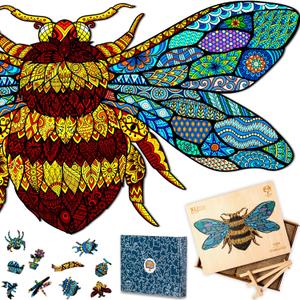 Jigsaw Puzzles for Adults Large XL 321 Piece (19.7"x9.7")  Bumblebee Wooden Jigsaw Puzzle for Adults by The Puzzled Tree