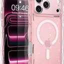 MOWIME Magnetic Case for iPhone 17 Pro Max [Compatible with Magsafe] [Cute Wave Glitter Design] [1 Screen Protector] Slim Soft TPU Clear Bling Case for iPhone 17 Pro Max 6.9" 2025, Pink