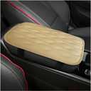 Car Center Console Cover, PU Leather Waterproof Vehicle Armrest Seat Box Cover Cushion Pad, Non Slip Soft Automotive Middle Console Protector, Universal for SUV RV Truck (Beige)
