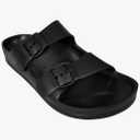H2K Women's Lightweight Comfort Soft Slides EVA Adjustable Double Buckle Flat Sandals Buddy, Black, 5