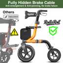 Walkers for Seniors, Rollator Walker with Seat, 12" Big Rubber Wheels All Terrain Rolling Walker, Foldable Rollator Walker, Built-in Cable, Reinforced Aluminum Frame, Orange