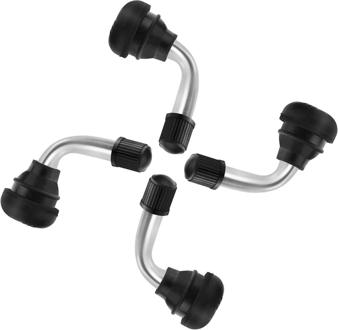 Tire Valve Stems PVR70(4 Pcs),90 Degree Motorcycle Valve Stems,Snap-in Valve Stems Compatible with Yamaha Honda Kawasaki Suzuki Triumph Harley,Valve Stems for Motorcycle, ATV, Scooter(Silver)