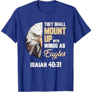 Mount Up Wings As Eagles Isaiah 40:31 Christian Bible Verse T-Shirt, Royal Blue, Men, Small