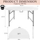 5 FT Round Folding Tables with Carrying Handle 60 inch Heavy Duty Portable Plastic Commercial Table Steel Legs for Party, Dining, Wedding, Events, Picnic Indoor, Outdoor (White,1 Pack)