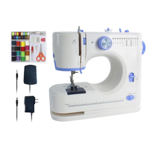 Sewing Machine for Beginners 32 Pcs Sewing Threads Kit,Portable Sewing Machine with 12 Built-in Stitches,2 Speed(High-Low Speeds) - White Blue