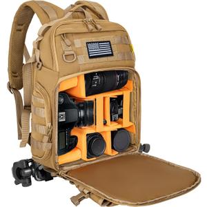 TORIBIO Camera Backpack for DSLR/SLR/Mirrorless Photography Camera, Water-resistant Tactical Camera Travel Bag Backpack Case with 15.6" Laptop Compartment, Tripod Holder