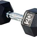 Rubber Encased Hex Dumbbell 20lbs - Chrome Finish Heavy Duty All Purpose Metal Handles | Ideal Sports Equipment & Ergonomic Hand weights for Gym Home