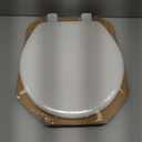 Mayfair Linden Slow Close Toilet Seat, Non Slip Heavy Duty Wood, Easy Install, Round, White