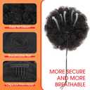 TESS Afro Puff Hair Bun Human Hair Small Drawstring Ponytail, Natural Black Curly Hairpiece with 5 Styling Hair Clips, 8 inch One piece per pack