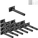 16 Pcs 4" Black Steel Floating Shelf Bracket Blind Shelf Supports - Hidden Brackets for Floating Wood Shelves - Concealed Blind Shelf Support – Screws and Wall Plugs Included
