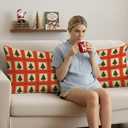 Green Christmas Tree Body Pillow Cover 20x54, Vintage Red and Green Christmas Tree Crochet Pattern Long Body Hug Pillow Pillowcase for Bed Couch Kids Adults