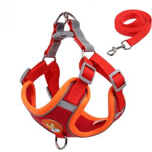 Pet Harness Vest Dogs Chest Strap Rope Reflective Dog Traction Rope Retractable for Small Dog Cat Red XL