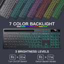 Soueto Wireless Keyboard with 7-Color RGB Backlit, Full-Size Computer Keyboard with Phone Tablet Holder, 2.4G Rechargeable Gaming Keyboard with Light Up Keys, Compatible with Mac, Windows (Black)