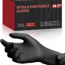 4-Mil Black Nitrile Disposable Gloves, Latex Free, Powder Free, Textured Grip Rubber Gloves for Household Kitchen (Small, Black (Pack of 200))