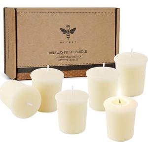 Pure White Beeswax Votive Candles-6 Pack Natural Votives Set for Home Room Decor Party Wedding Spa Gift, 12 Hours Burn