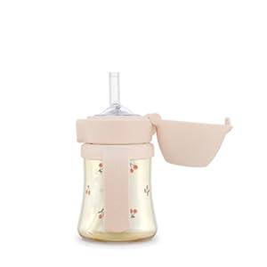GROSMIMI Flip Top Spill Proof Sippy Cup, PPSU, BPA Free, 6 oz, Stage 2 Straw for Toddlers (Cherry)