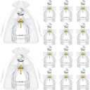 Holy Water Bottles Catholic Bulk Glass Baptism Favors for Guests Christian Water Container with Cross Organza Bags Bow for Holy Communion Gifts Church Wedding Baptism(White,12 Set)
