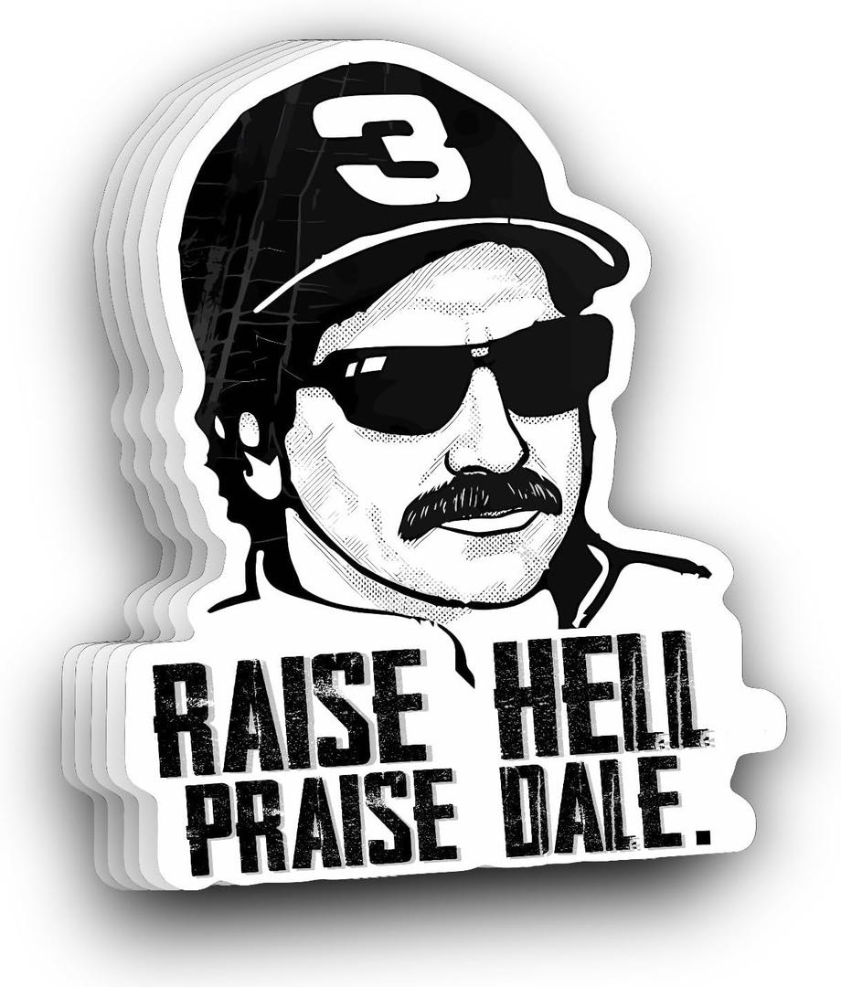 2 x (5 PCS) Raise Hell Praise Dale Stickers 3 inch, Dale Racer Racing Car Sticker Memorial, Waterproof Vinyl Decal for Laptop, Water Bottles, Phone, Car, Helmet Gifts for Adults Her Him