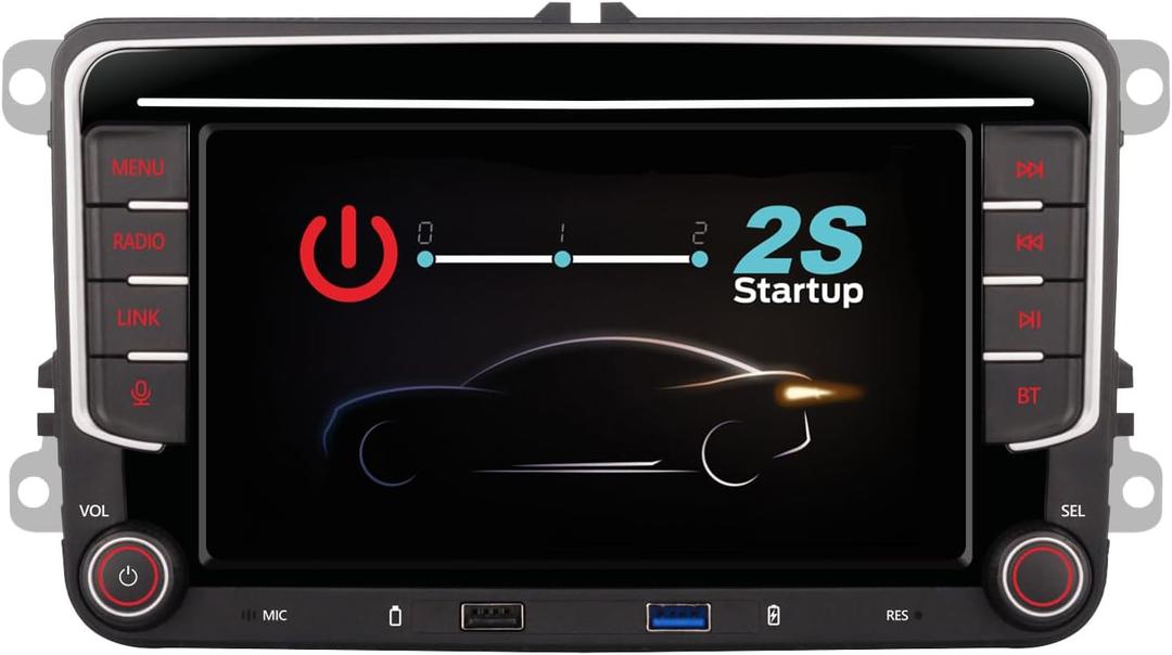 [Upgrade] YZKONG Car Stereo Compatible for VW Passat Golf MK5 Jetta Caddy EOS Tiguan with Wireless Carplay Android Auto IPS Touch Screen Car Radio, AM/FM Radio, BT, Dual USB Port