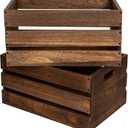 2 x 20" L Oversize Wooden Crates For Storage, Wood Milk Crates Of Farmhouse Vintage Brown ,Vinyl Record Storage Crates,Extra Large Size Rustic Decration Wood Storage Crates (Vintage Brown)